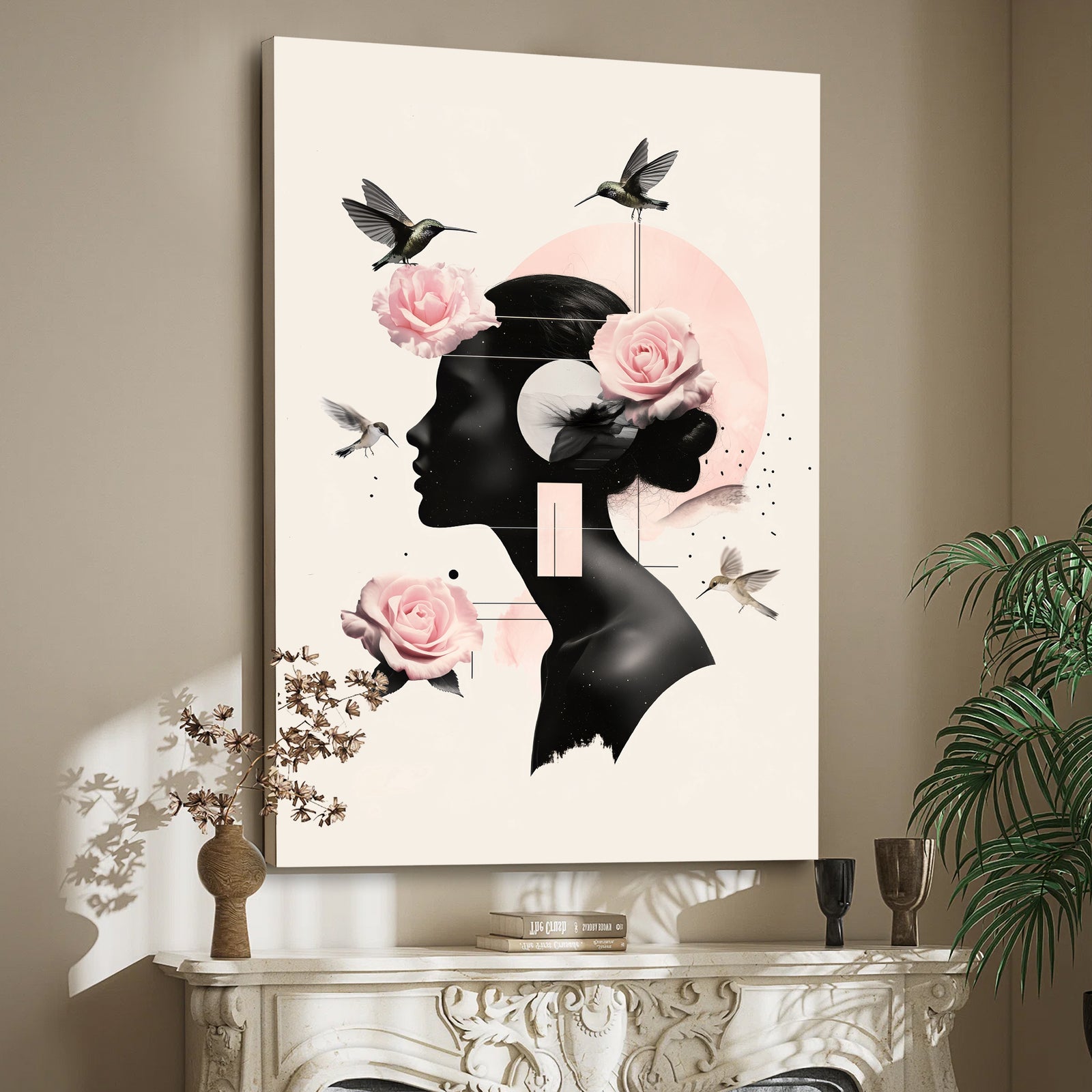 Rose Silhouette - Modern Minimalist Canvas Wall Art
