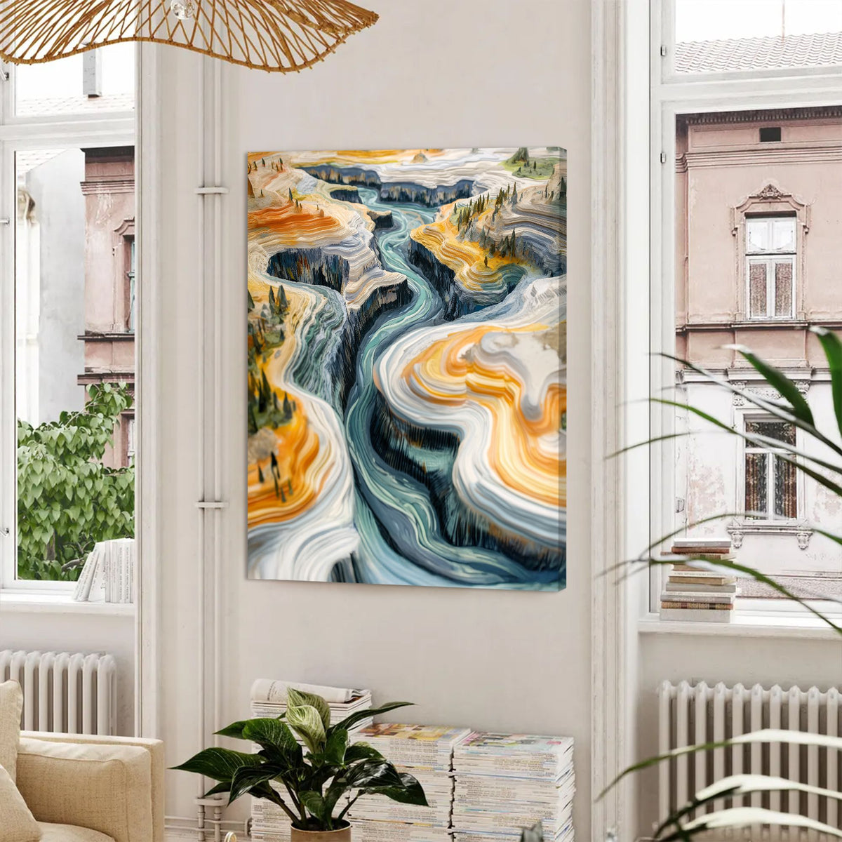 River Canyon Landscape Abstract Canvas Wall Art for Living Room