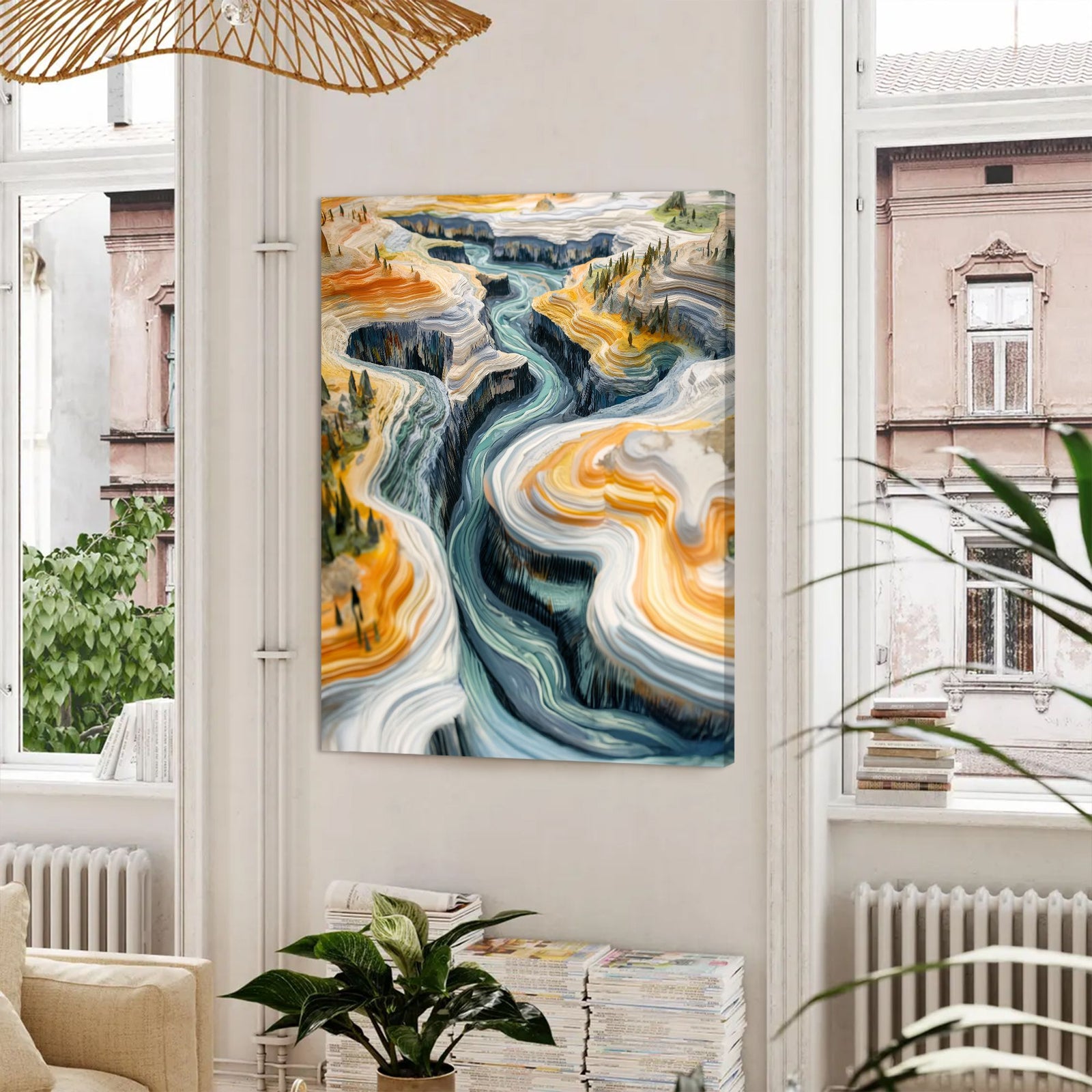 River Canyon Landscape Abstract Canvas Wall Art for Living Room