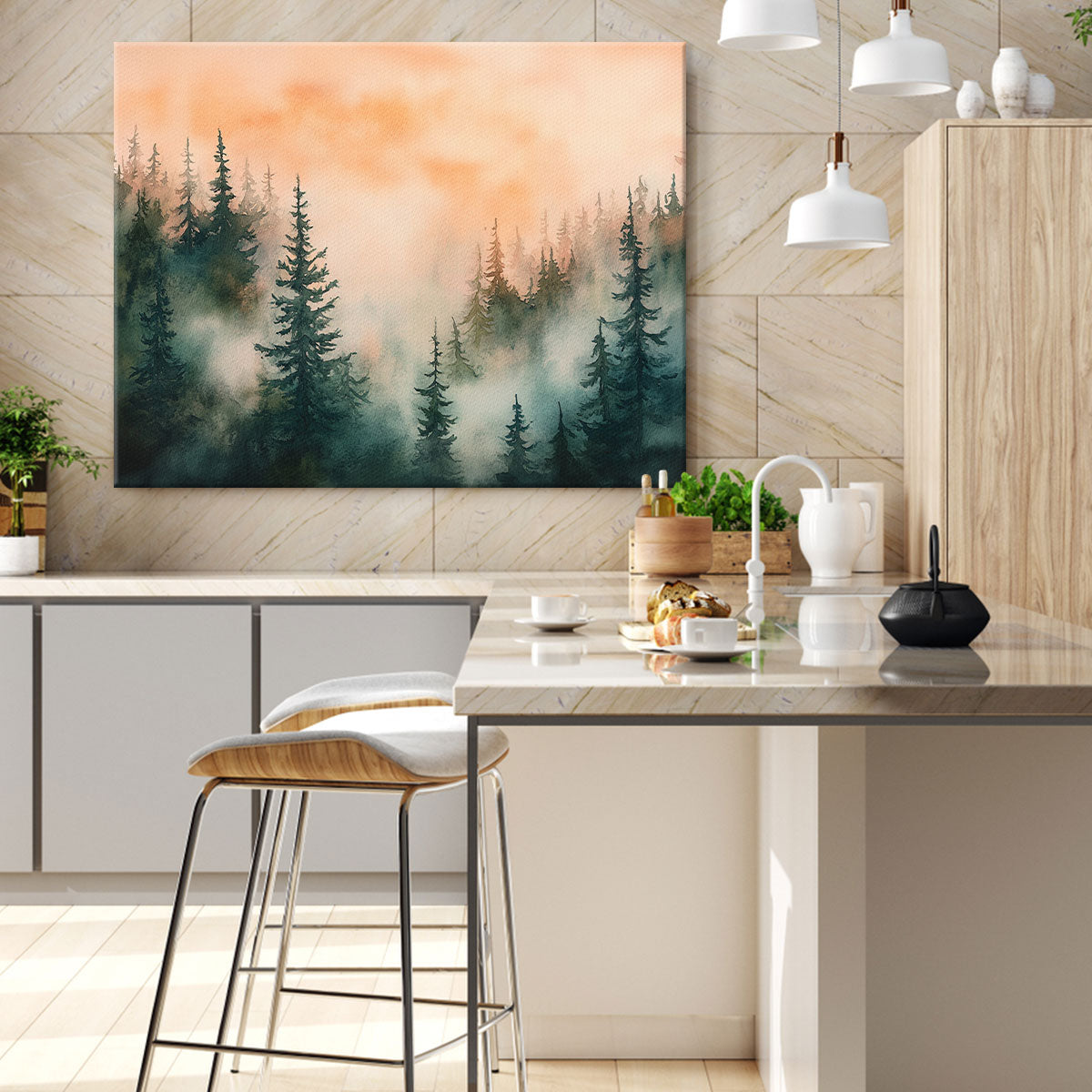 Forest Watercolor - Minimalist Canvas Wall Art