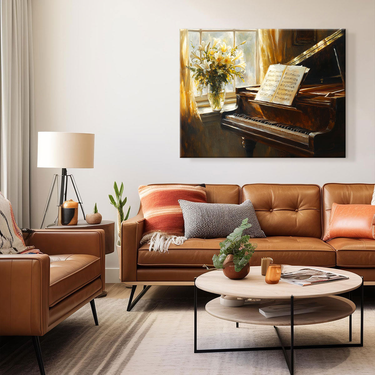 Classic Piano Oil Painting - Musical Canvas Wall Art