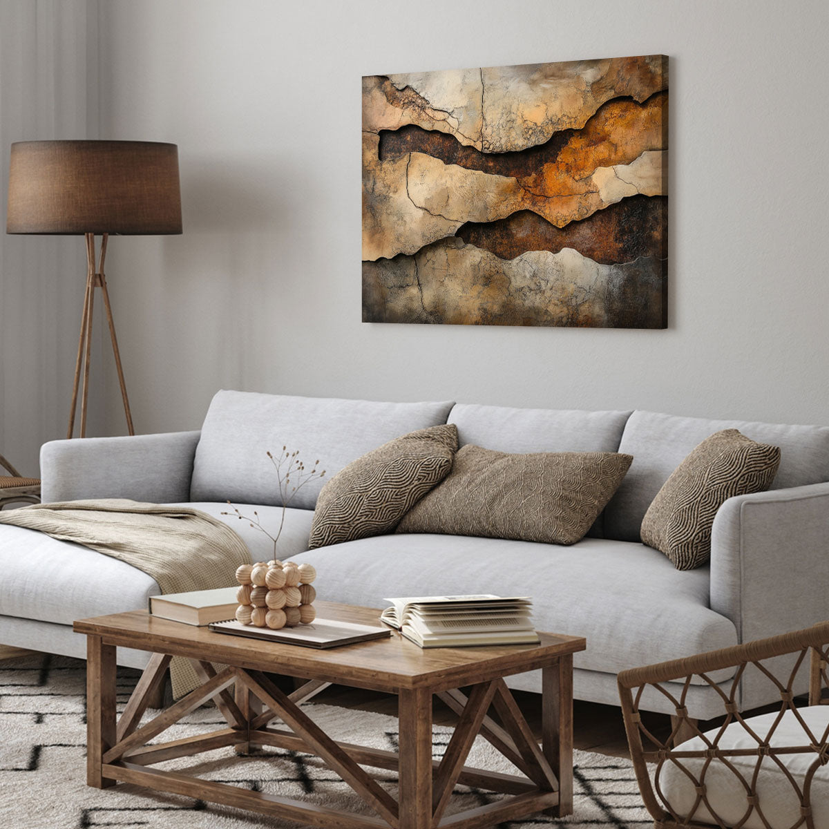 Layered Abstract Canvas Wall Art – Textured Minimalist Painting
