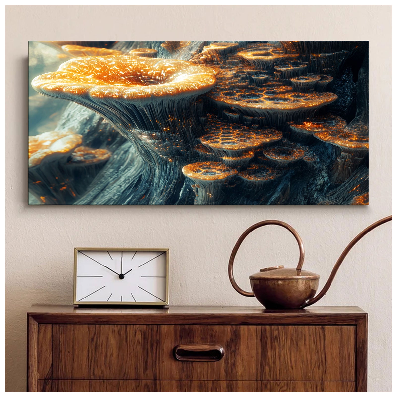 Mushroom Modern Abstract Canvas Wall Art for Living Room
