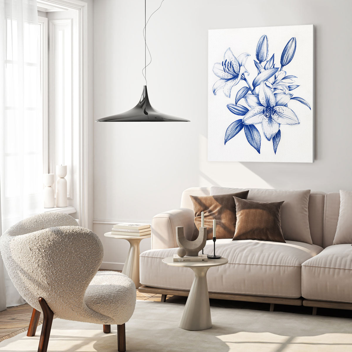 Sapphire Bloom Canvas Vintage Artwork
