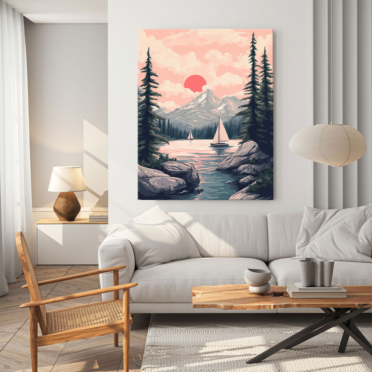 Serene Alpine Sail Fine Arts Print