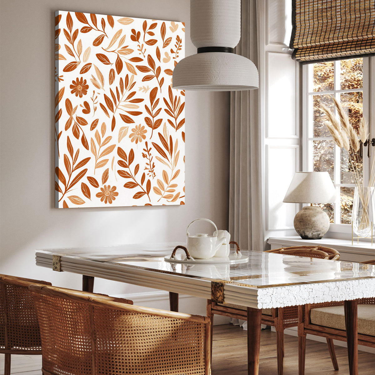 Autumnal Botanical Leaf Canvas Boho Wall Decor