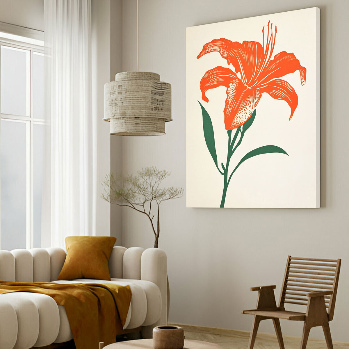 Vibrant Orange Lilies Canvas Boho Wall Decor