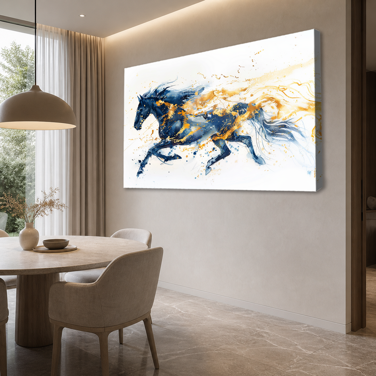 Abstract Running Horse Canvas Wall Art Modern Equestrian Decor Gift For Horse Lovers
