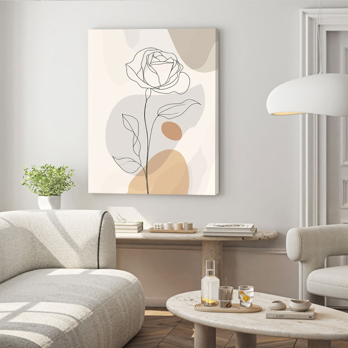 Rose Line Minimalist Canvas Wall Art