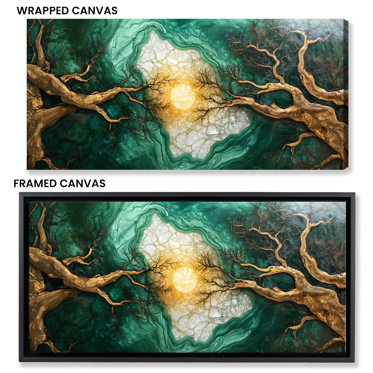 Emerald Forest Landscape Abstract Canvas Wall Art for Living Room