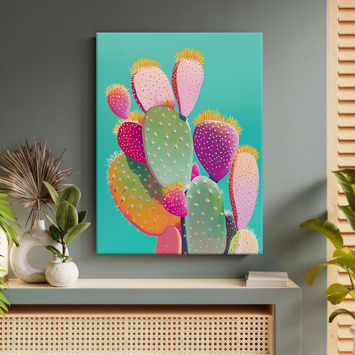 Pop Art Desert Painting Cactus Canvas Wall Art