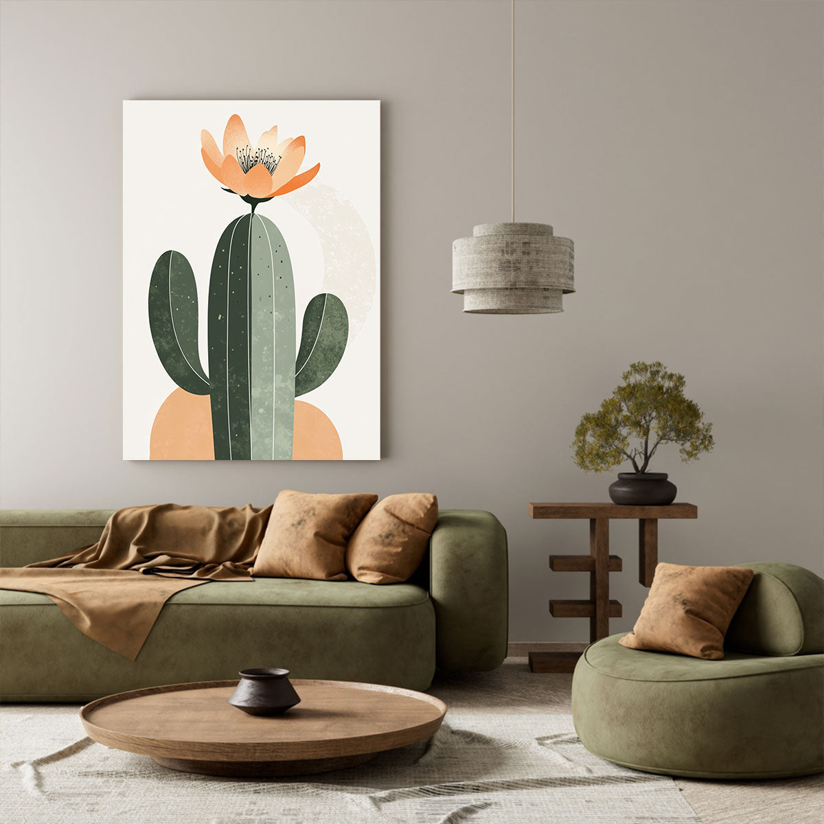 Minimalist Cactus Canvas Wall Art
