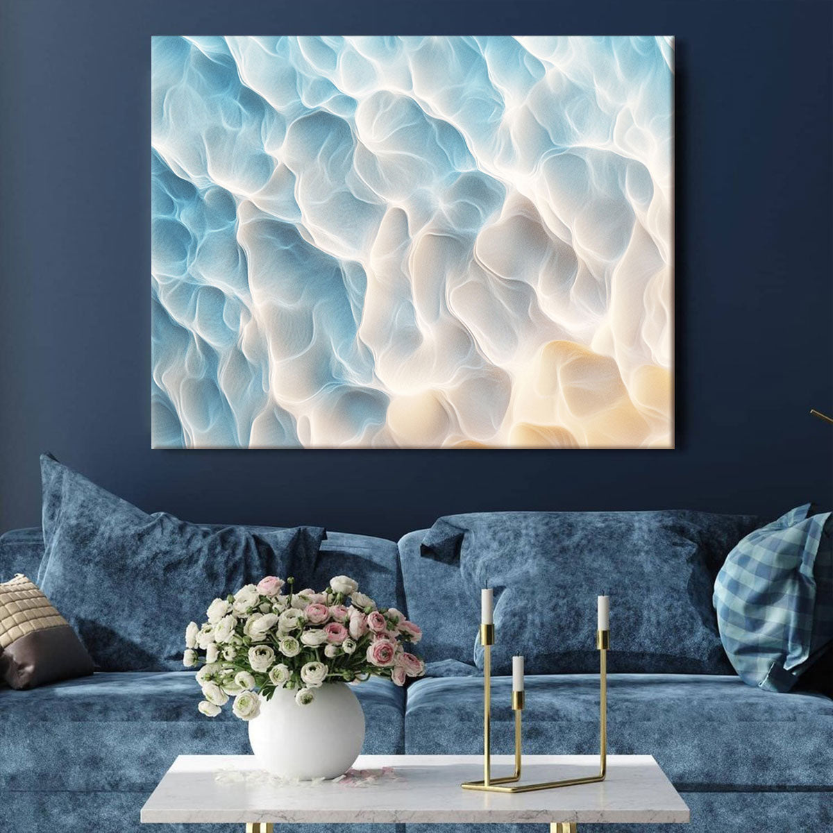 Ethereal Ocean Flow Blue Abstract Artwork