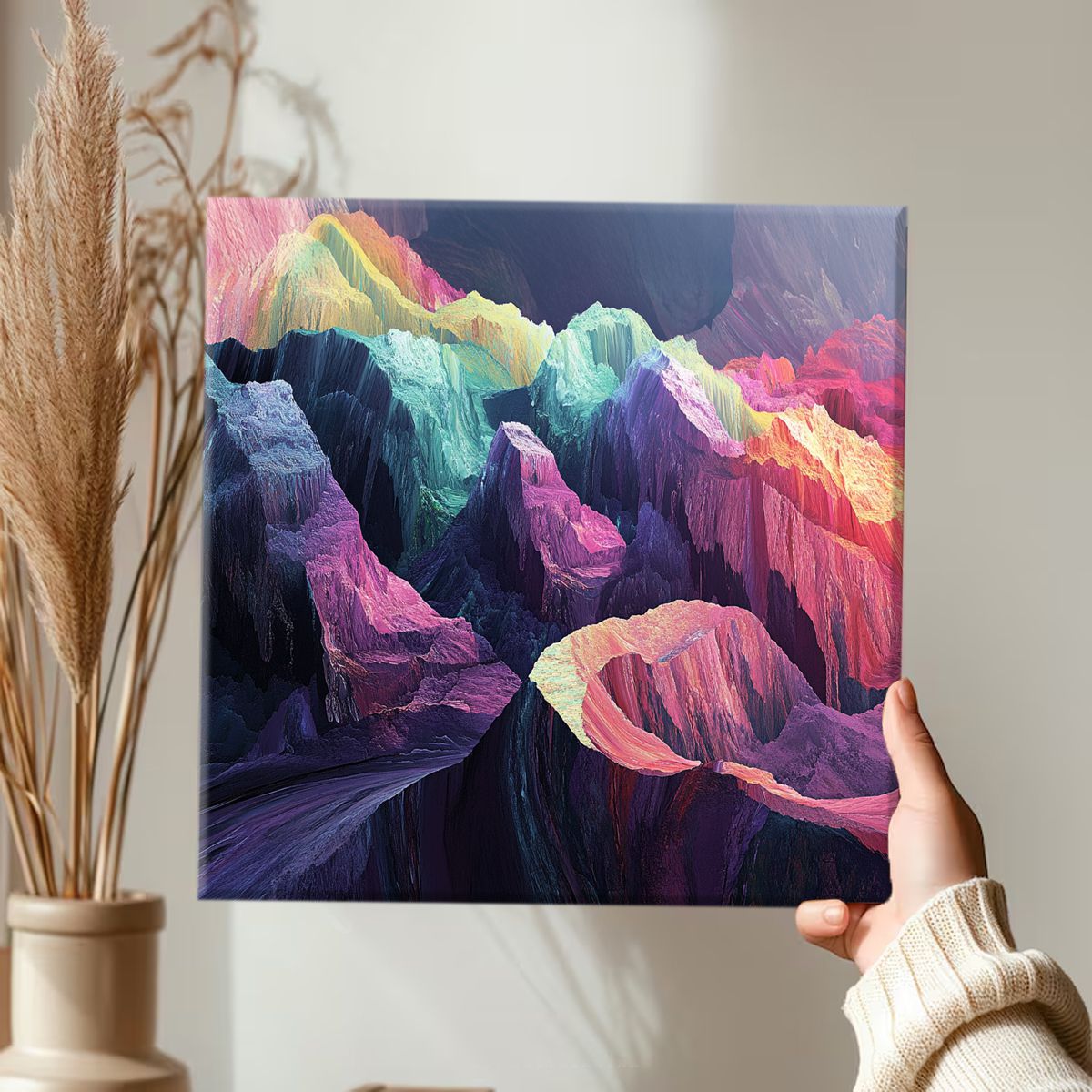 Vibrant Peaks Landscape Abstract Canvas Wall Art for Living Room