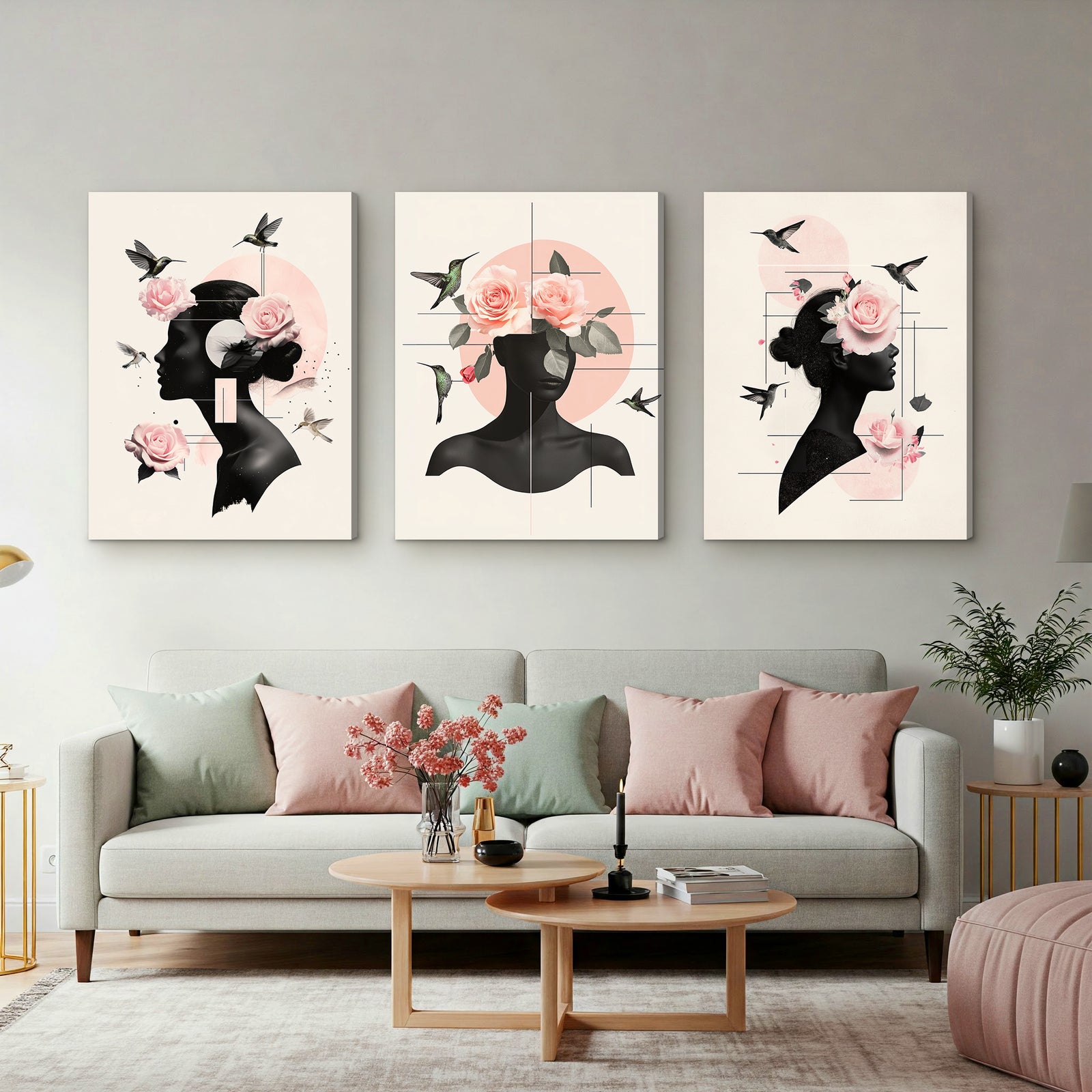 Crimson Rose Muse - Elegant Minimalist Canvas Wall Art