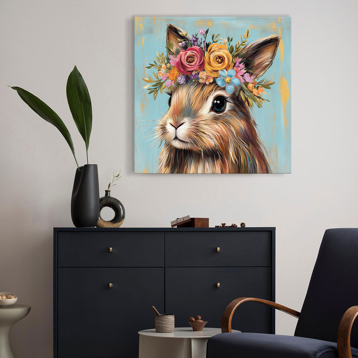 Cute Rabbit Animal Oil Painting Canvas Wall Art