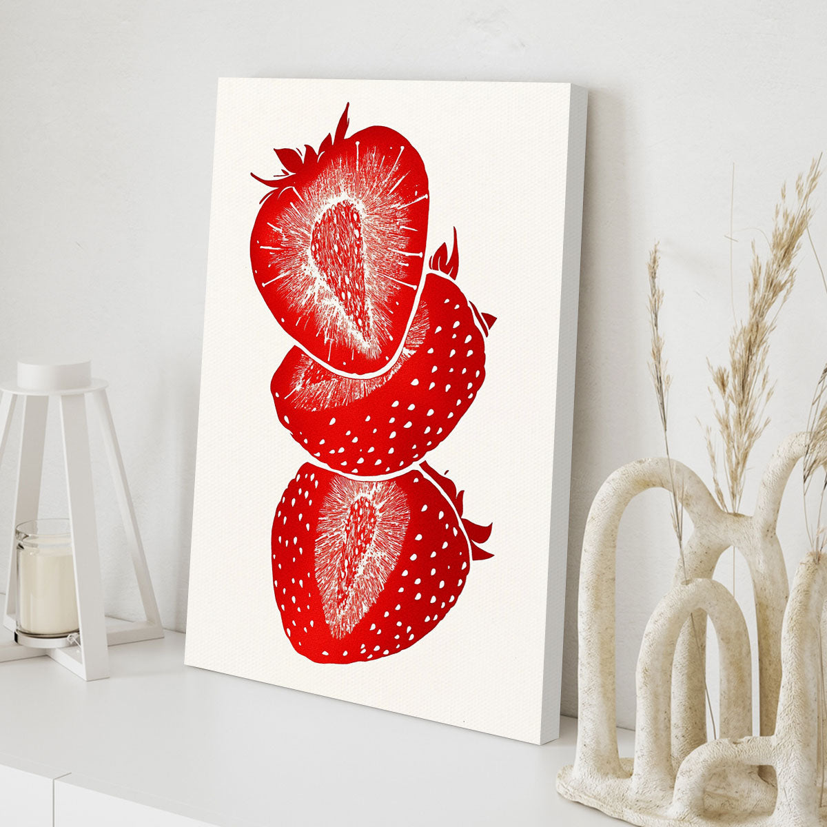 Ruby Strawberry Slices Abstract Wall Art