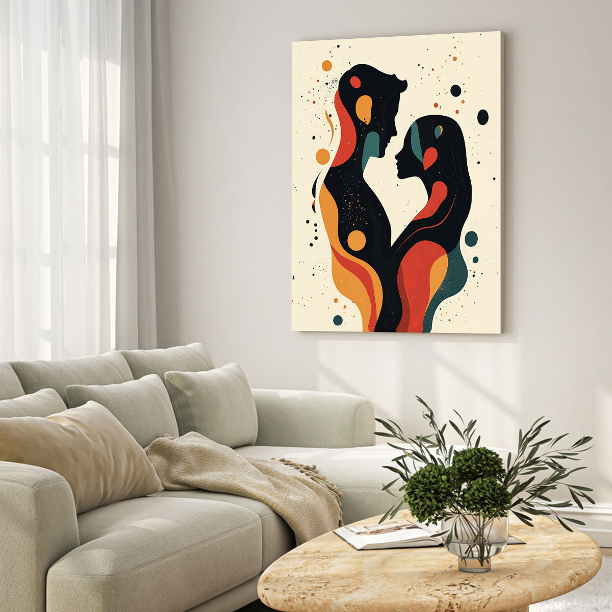 Abstract Lovers Silhouette Canvas Wall Art Print