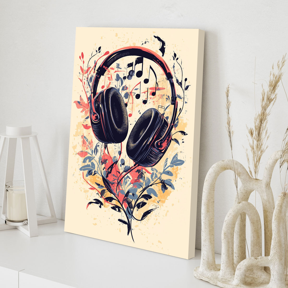 Music Headphones - Modern Minimal Canvas Wall Art