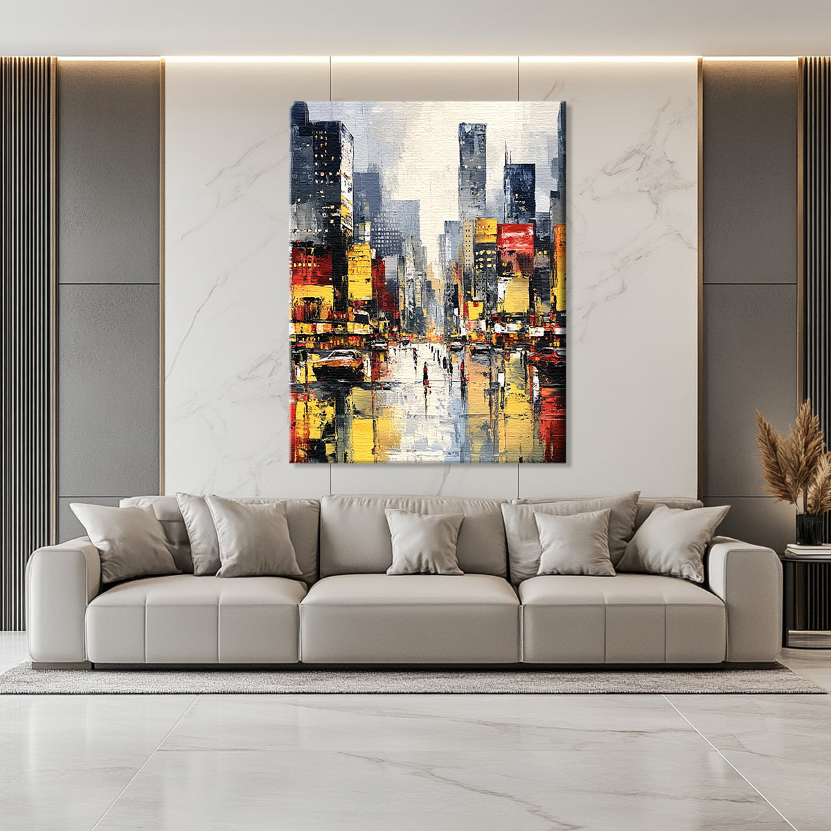 City Lights Contemporary Cityscape Abstract Canvas Wall Art