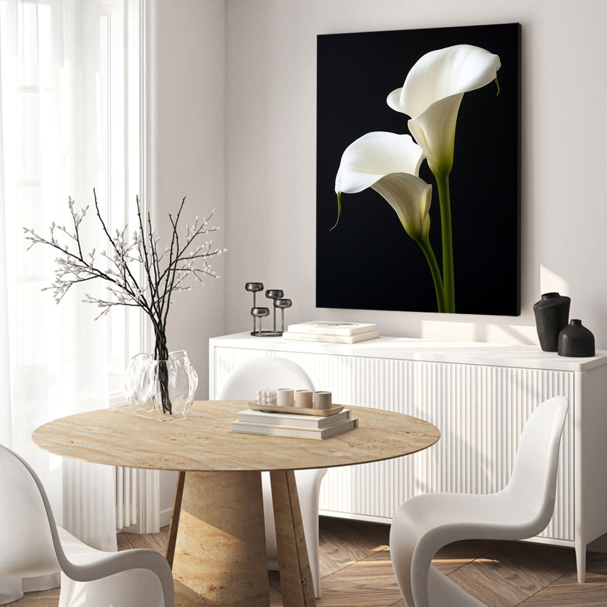 Ivory Calla Lily Pair Flower Art