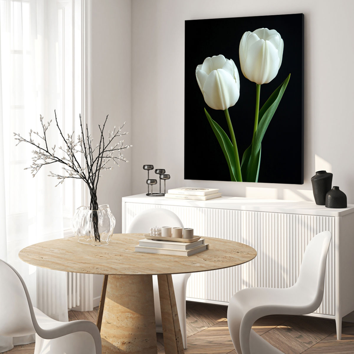 Silent Duo ưPale Tulip Pair Flower Art