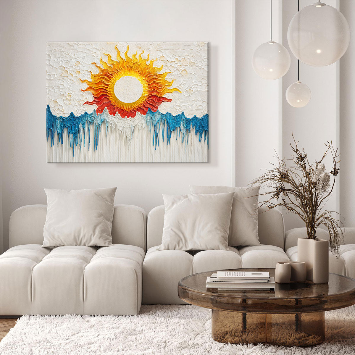 Dripping Sun And Ocean Abstract Wall Art