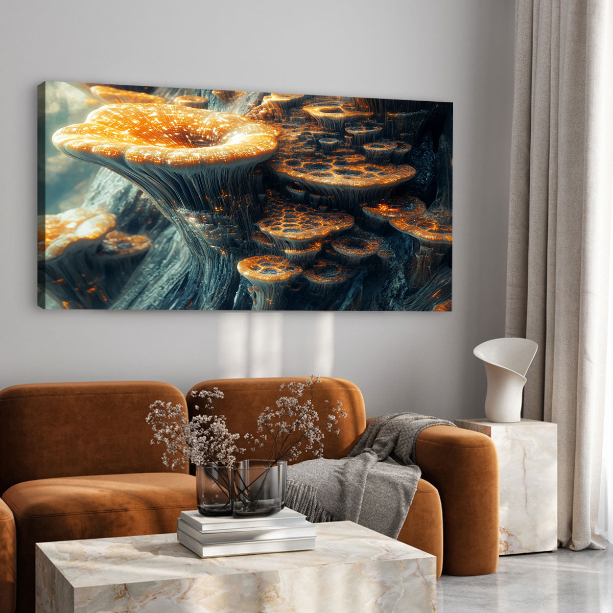 Mushroom Modern Abstract Canvas Wall Art for Living Room