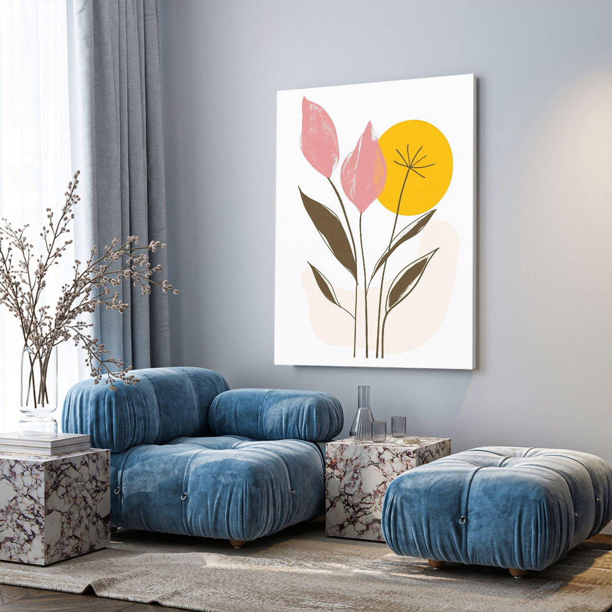Modern Botanical Sunshine Abstract Wall Art