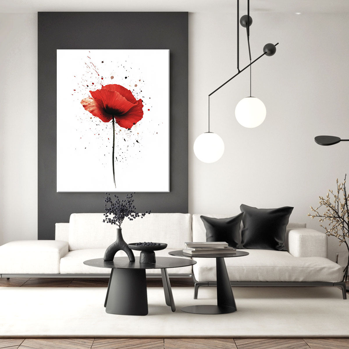 Poppy With Splashes Abstract Wall Art