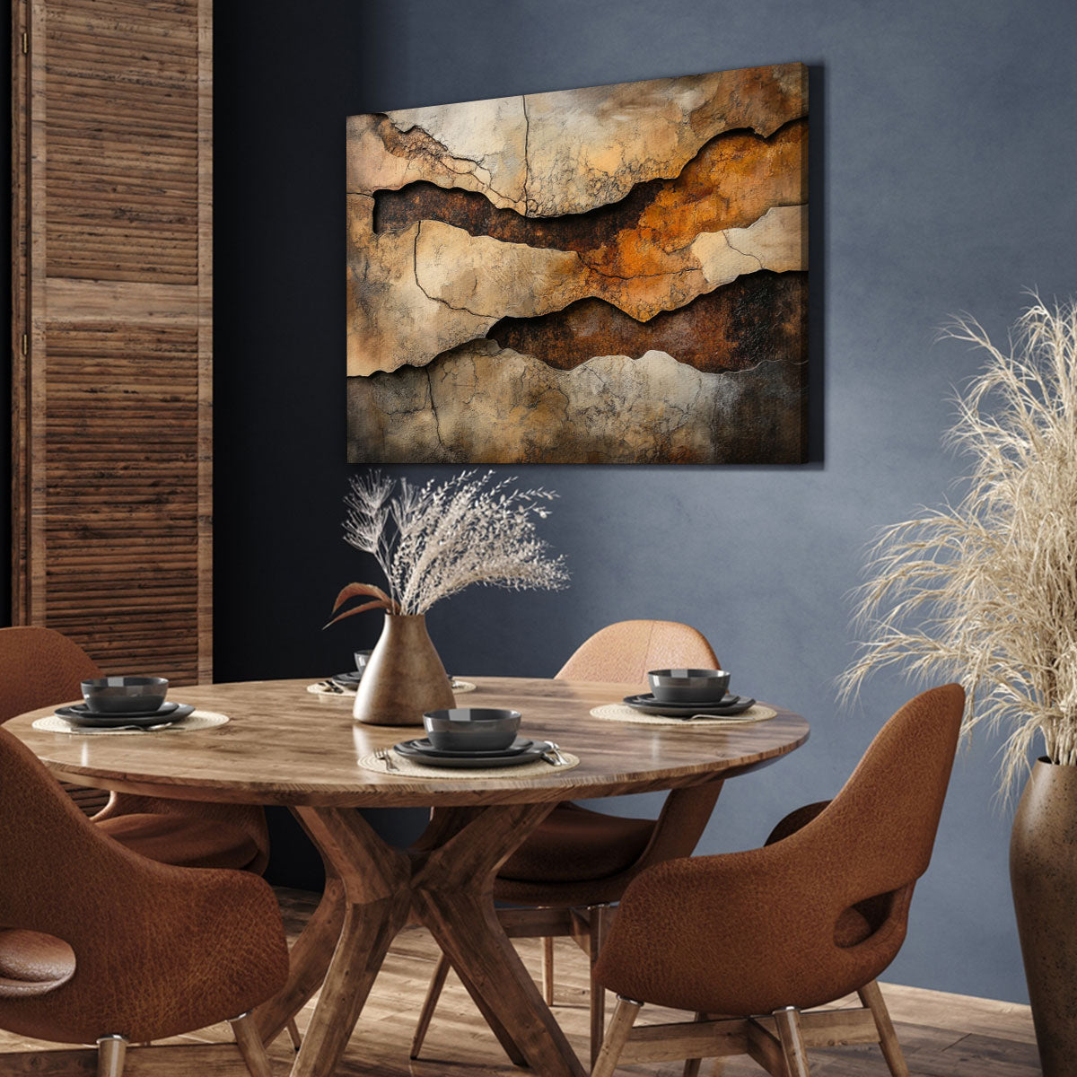 Layered Abstract Canvas Wall Art – Textured Minimalist Painting
