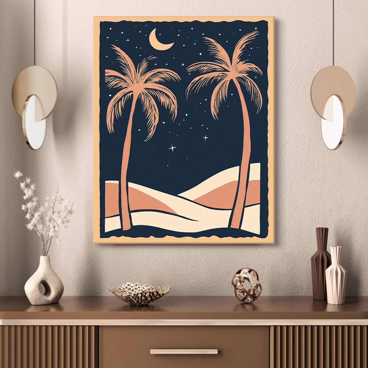 Nighttime Beach Art Boho Wall Decor