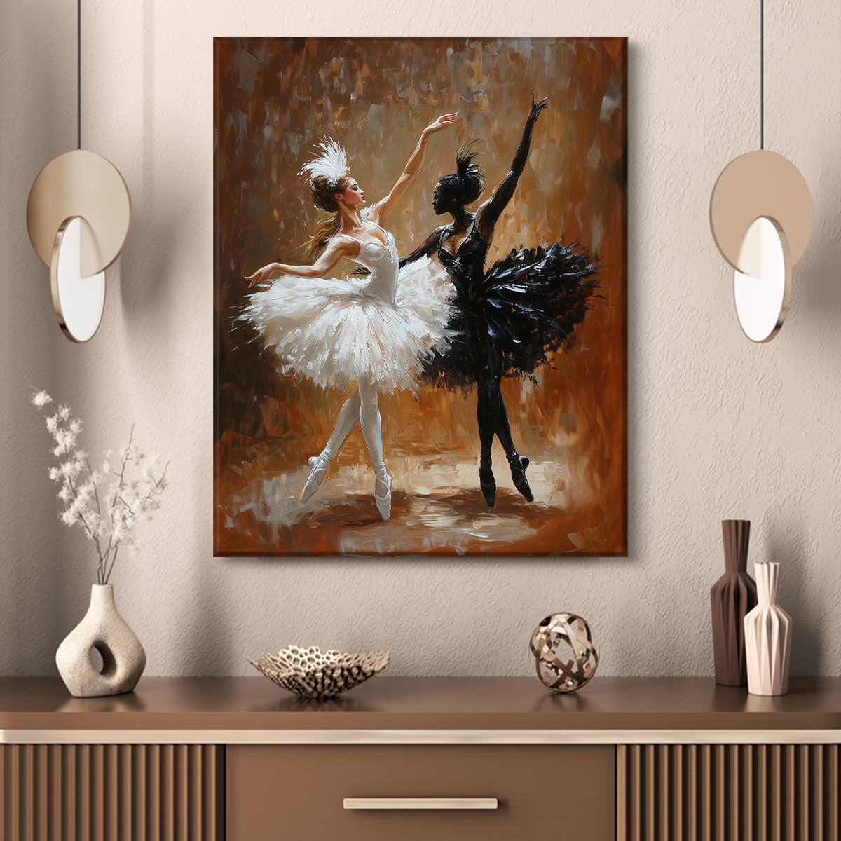 Swan Lake Ballet Dancers Oil Painting Canvas Wall Art