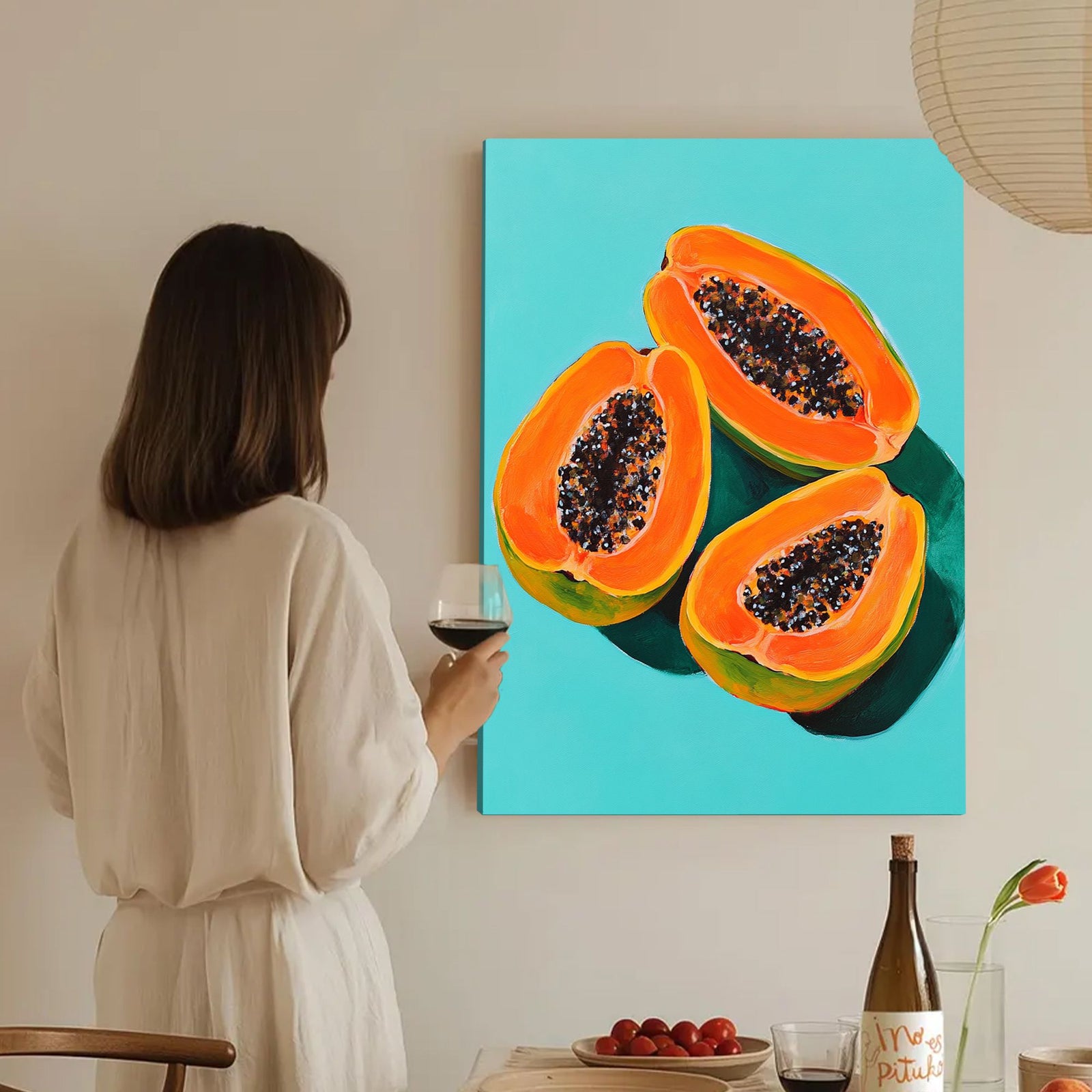 Juicy Papaya Fruit Canvas Vintage Artwork
