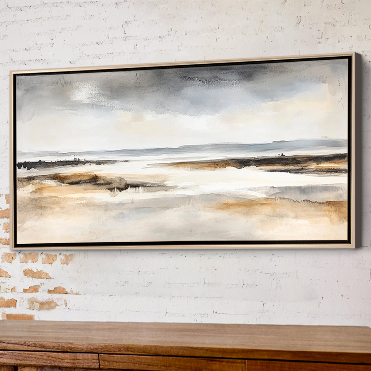 Tranquil Horizon Abstract Landscape Canvas Print for Living Room