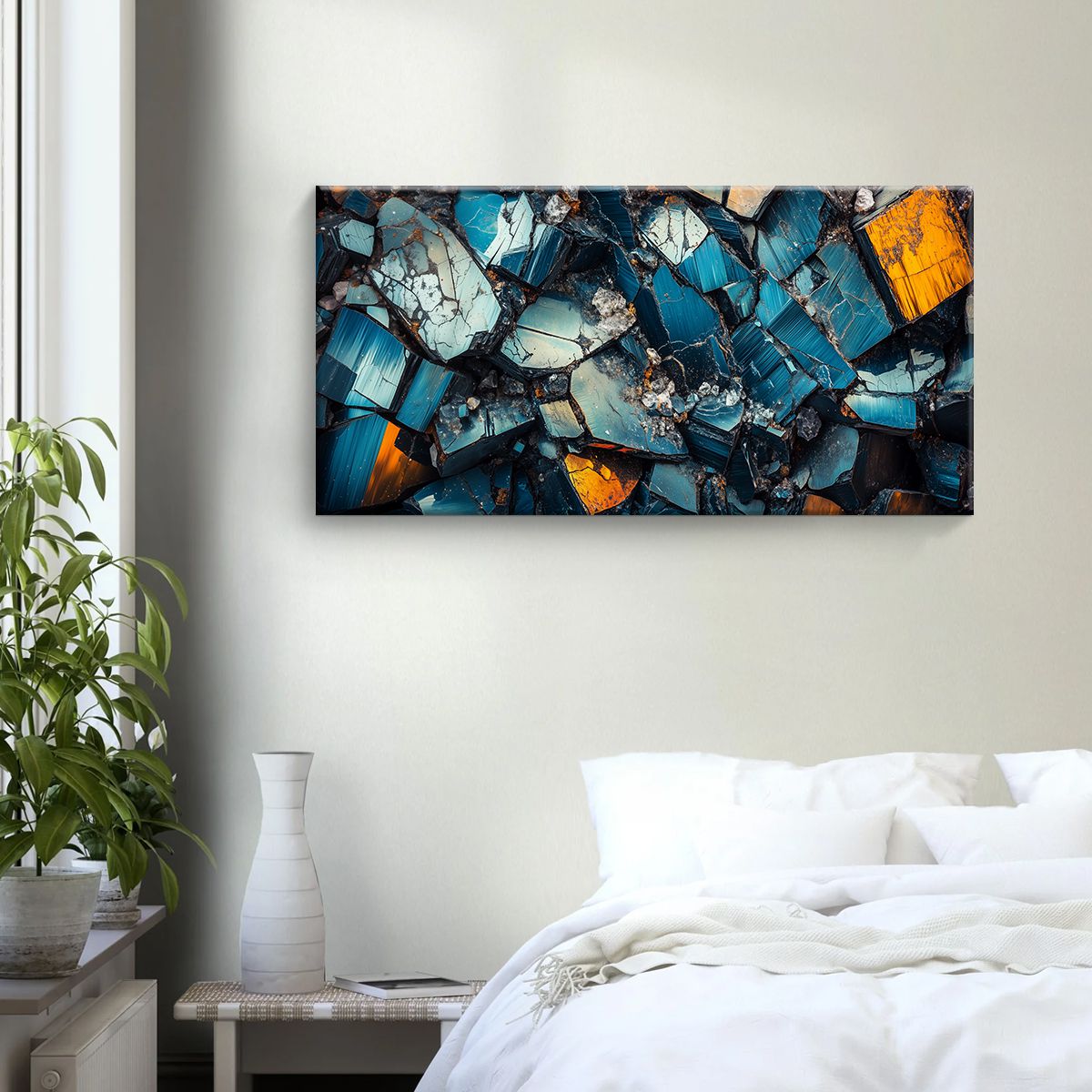 Mineral Mosaic Geometric Abstract Canvas Wall Art for Living Room