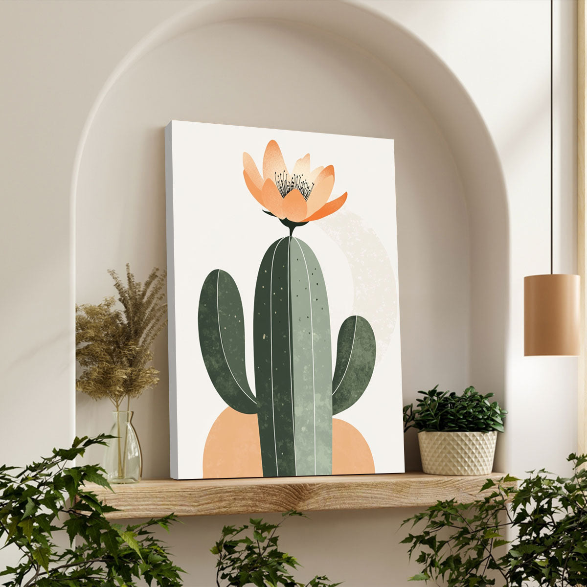 Minimalist Cactus Canvas Wall Art