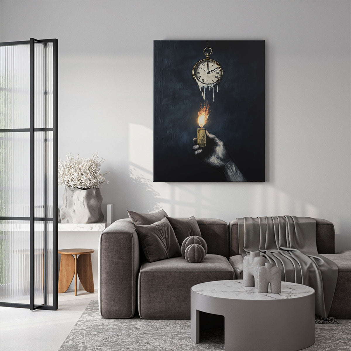 Clock Surreal Mixed-Media Canvas Wall Art