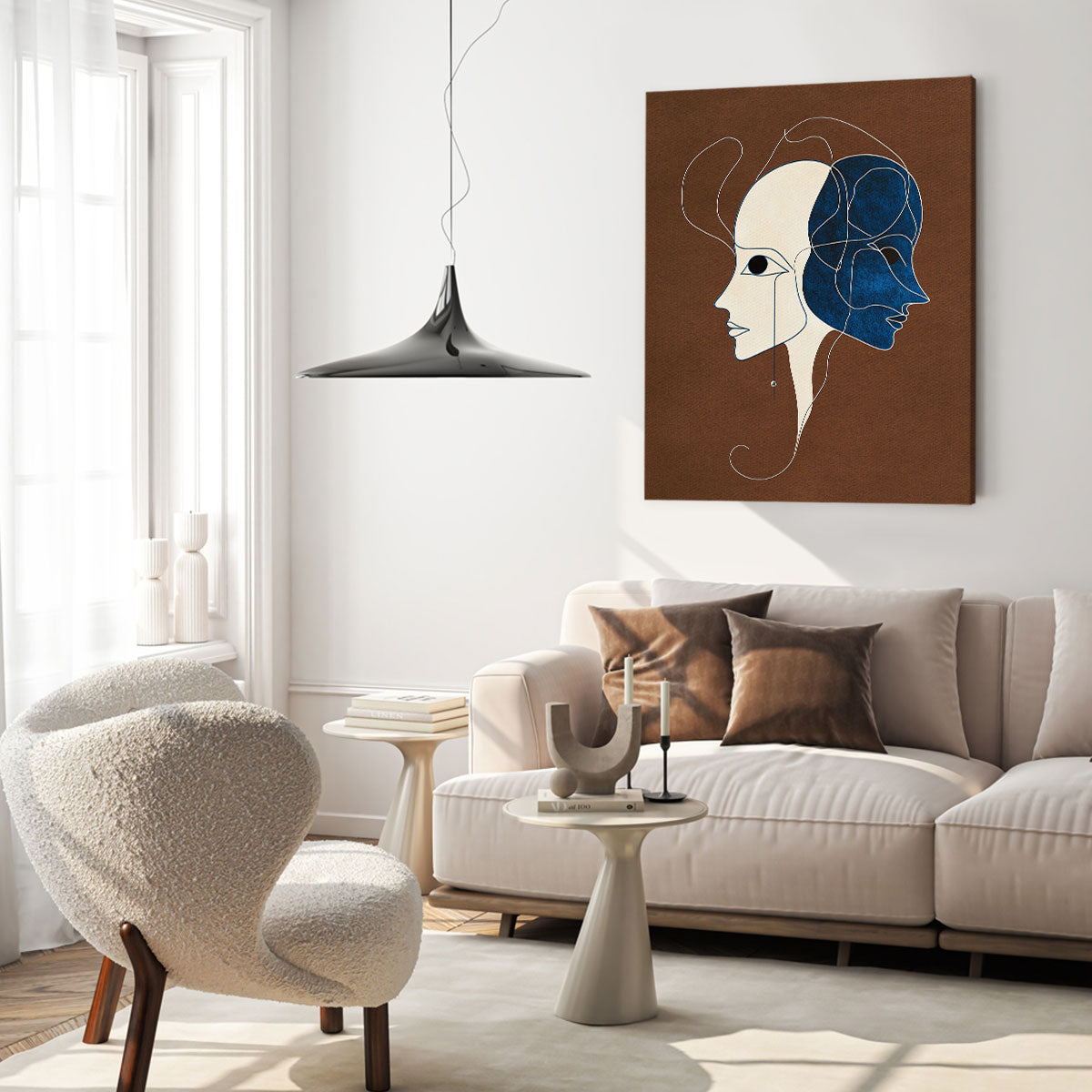 Two Face Abstract Minimalist Canvas Wall Art