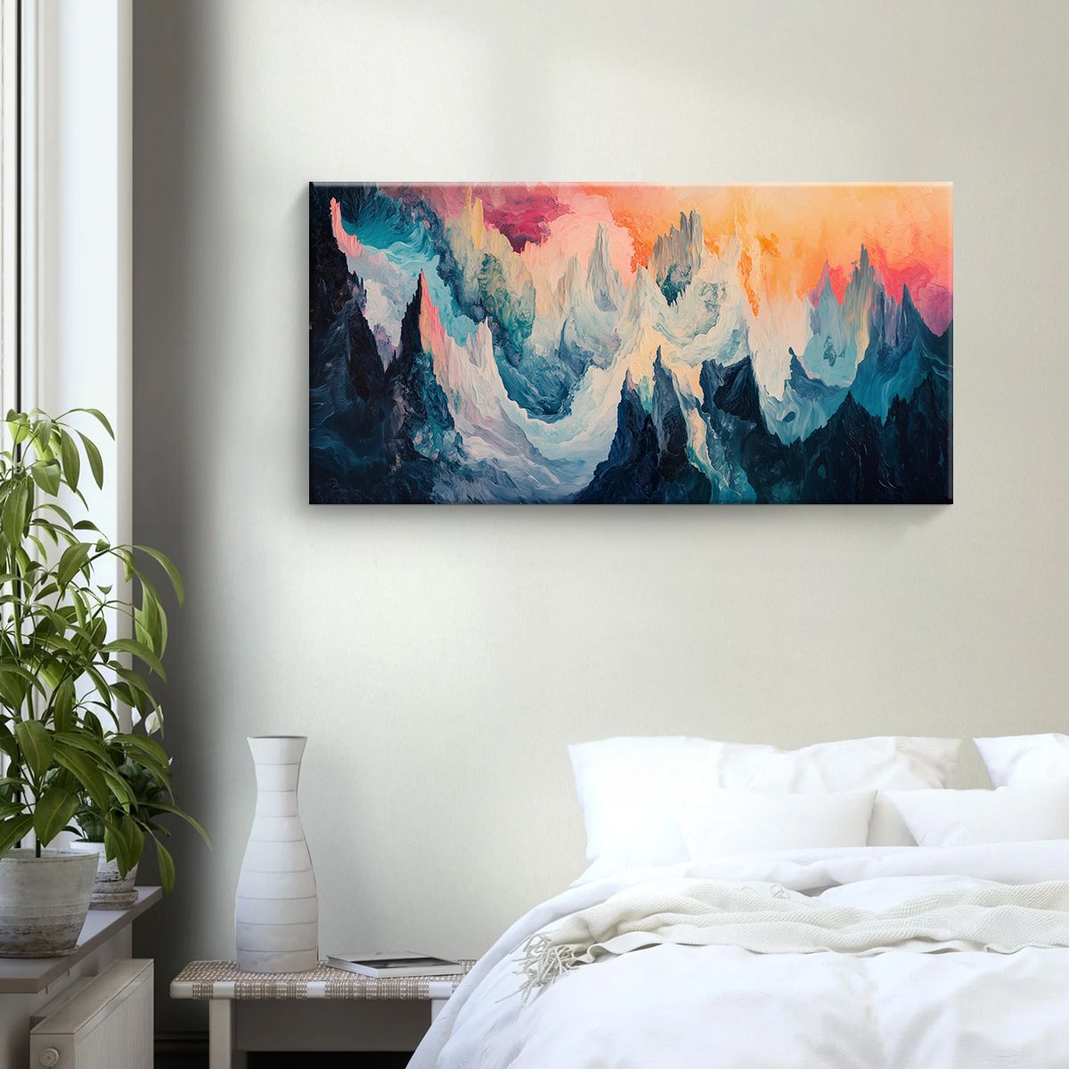 Celestial Peaks Landscape Abstract Canvas Wall Art for Living Room