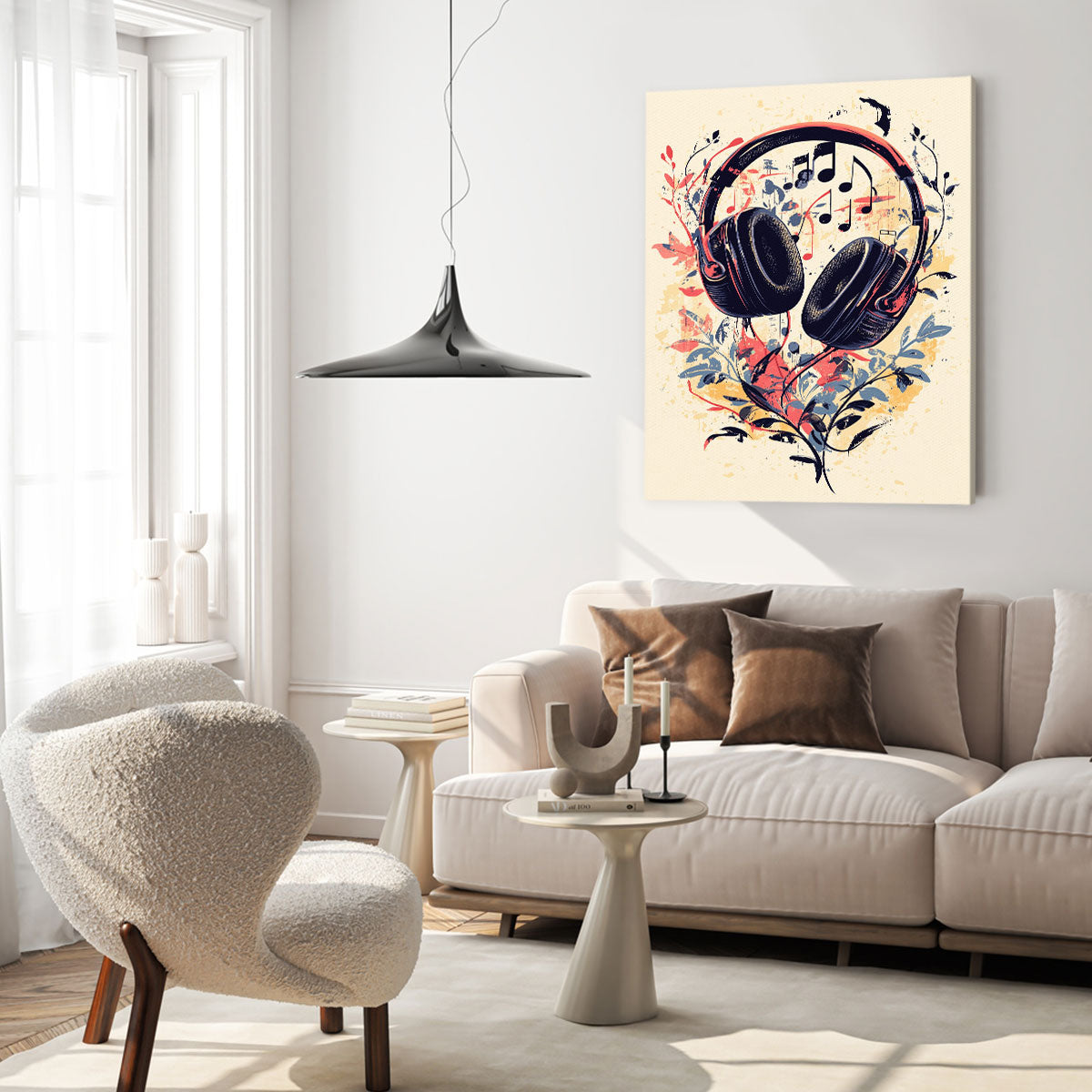 Music Headphones - Modern Minimal Canvas Wall Art
