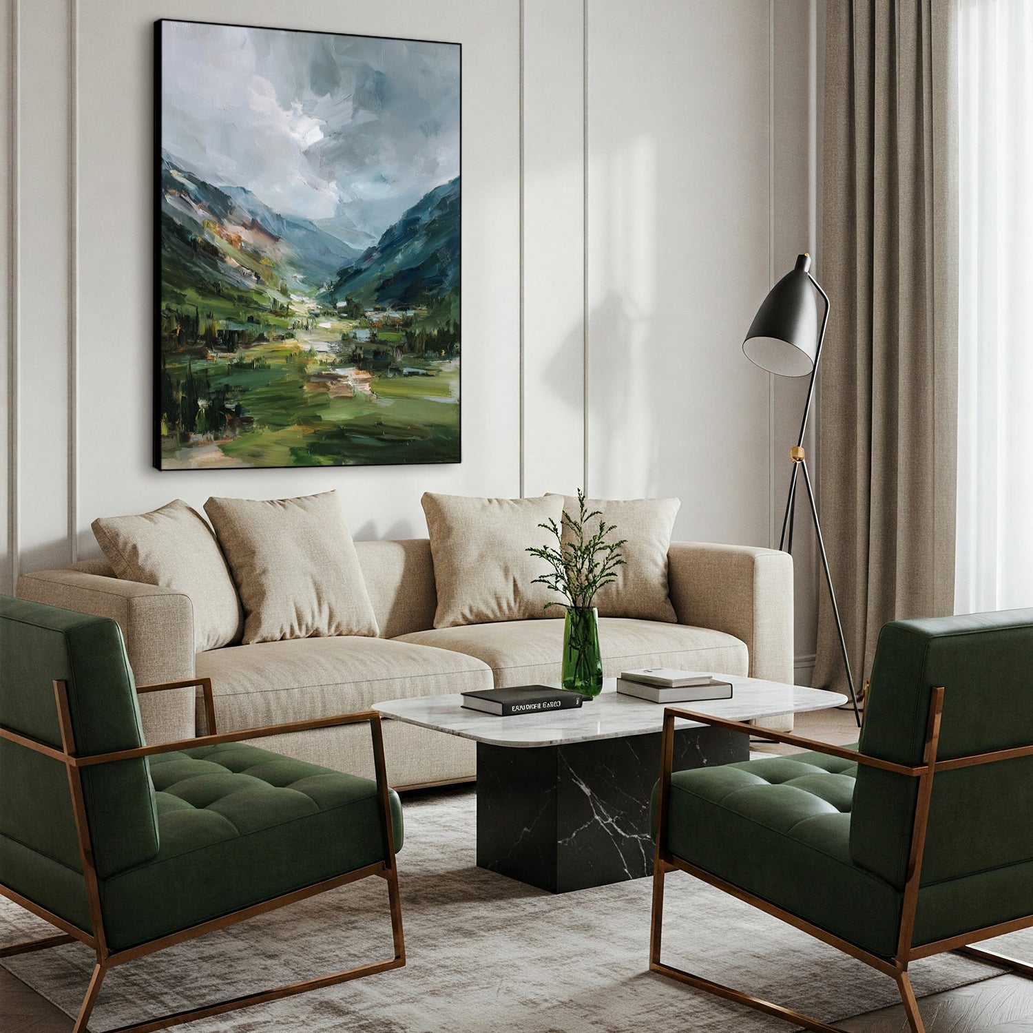 Misty Valley Escape Oil Painted Nature Artwork