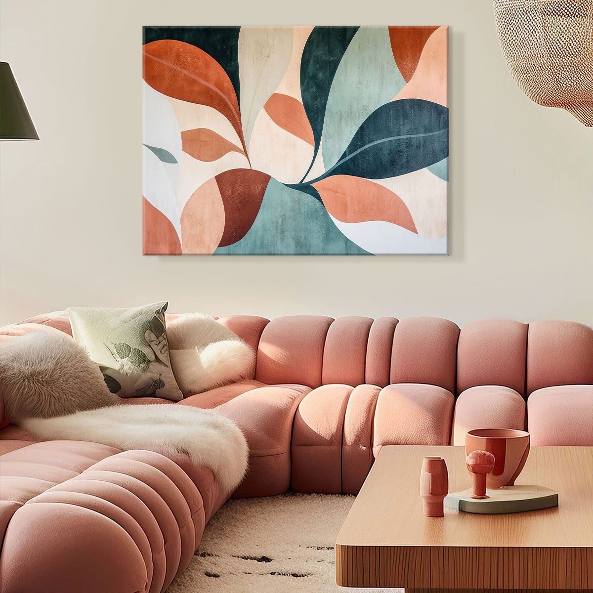 Abstract Terracotta Botanical Shapes Boho Canvas Wall Art