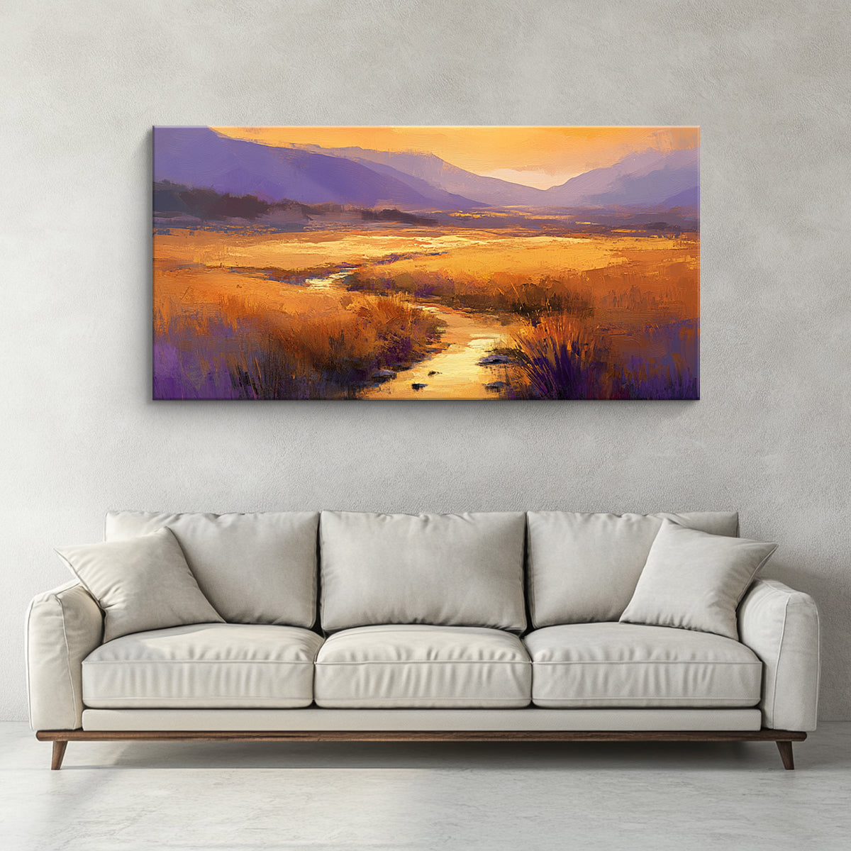 Golden Valley Vibrant Landscape Abstract Canvas Wall Art
