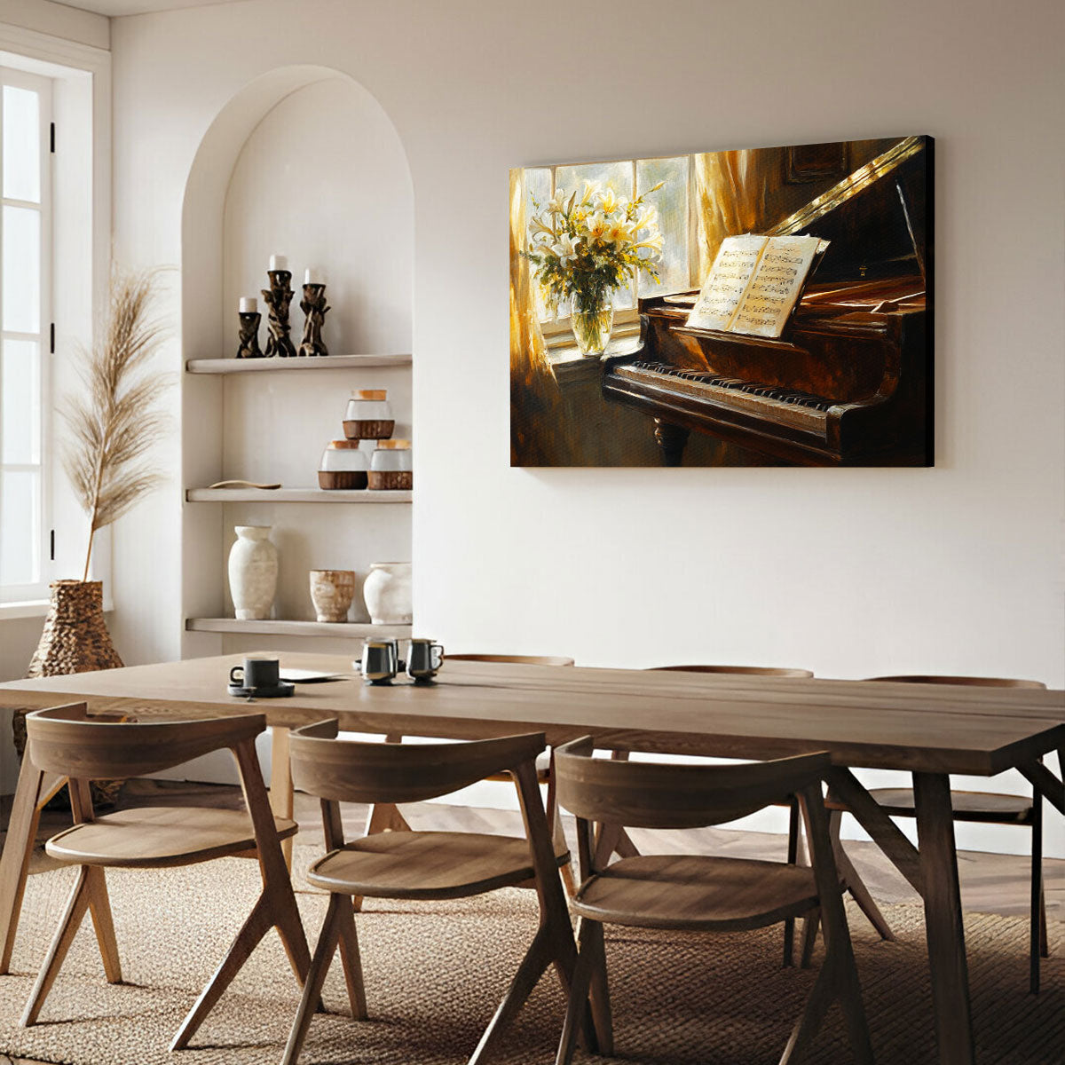 Classic Piano Oil Painting - Musical Canvas Wall Art