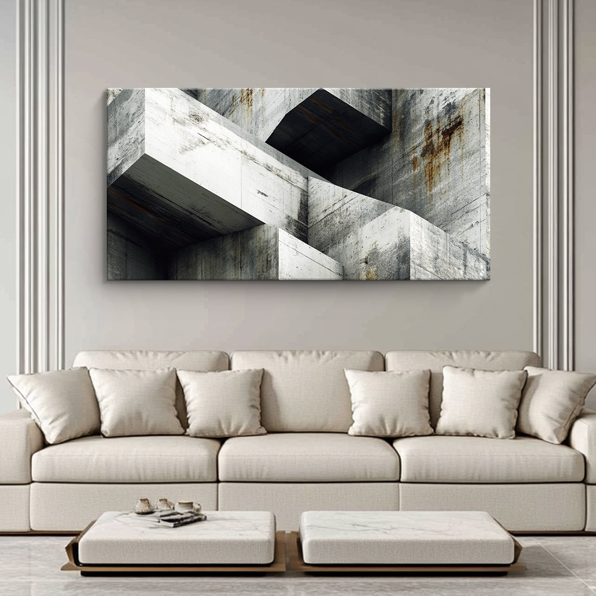 Geometric Deconstruction Industrial Abstract Canvas Wall Art