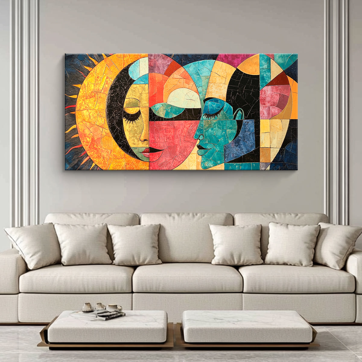 Celestial Embrace Vibrant Abstract Canvas Wall Art