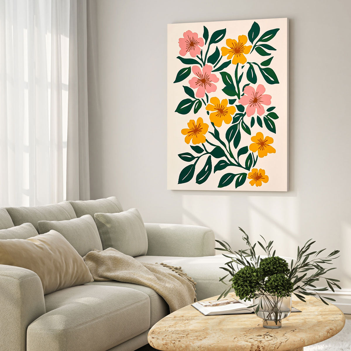 Flower Arrangement Canvas Boho Wall Decor