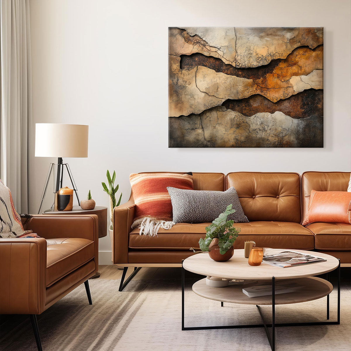 Layered Abstract Canvas Wall Art – Textured Minimalist Painting