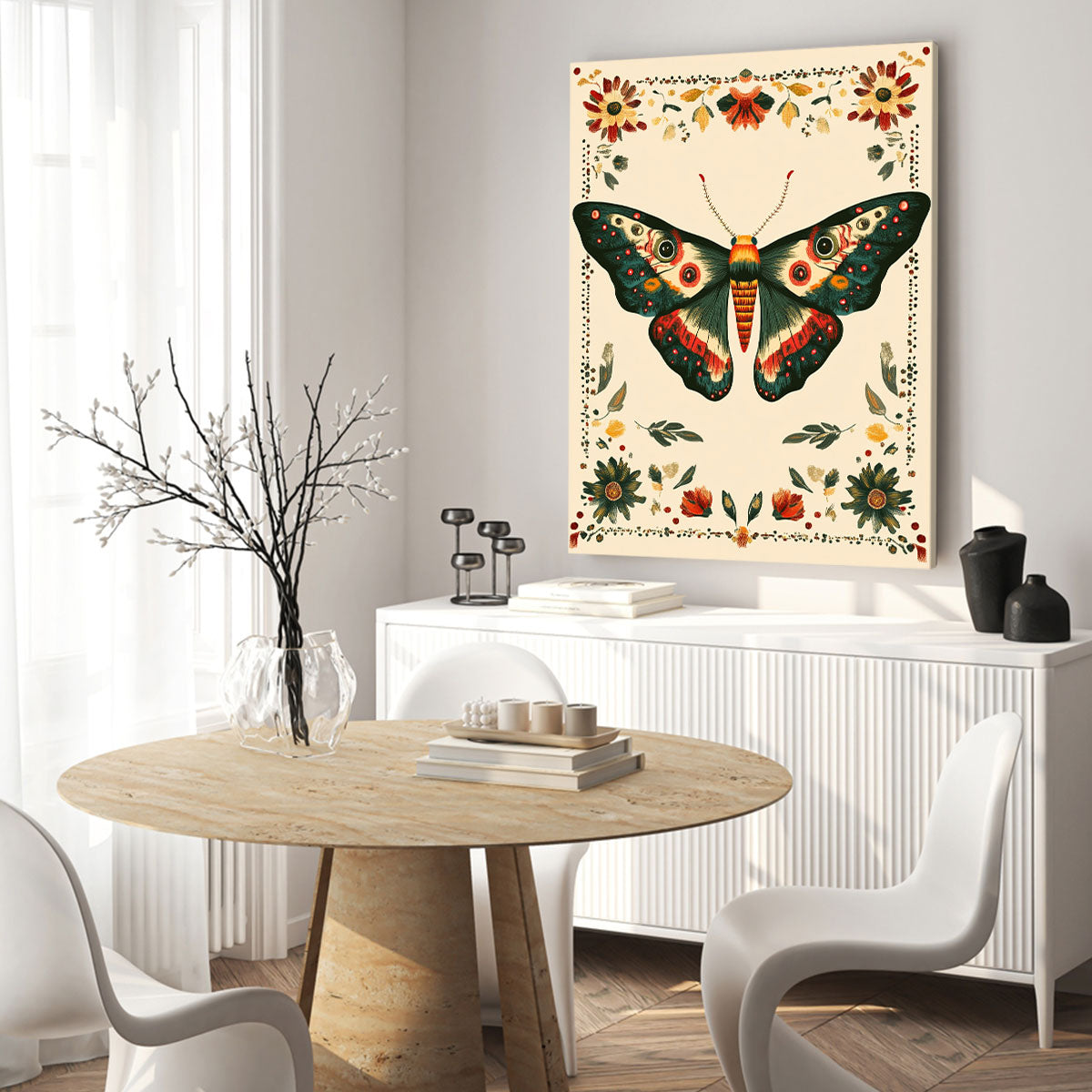 Whimsical Moth And Bloom Boho Wall Decor